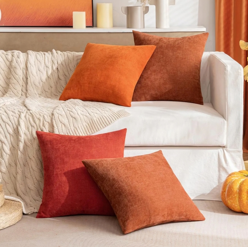 NEW 20"x20" Set of 2 Orange Throw Pillow Covers